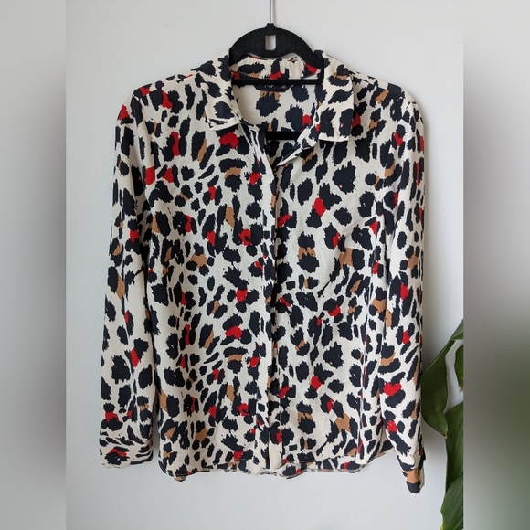 F&F Leopard Print Button-Down Blouse – Size US 8 / UK 12 / EU 40 - Picture 1 of 8